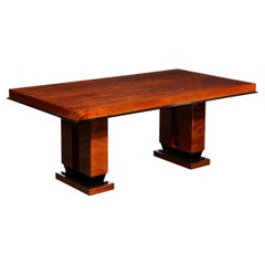 Art Deco Machine Age Cubist Dining Table in Book-Matched Rosewood