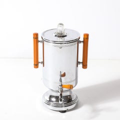 Art Deco Machine Age Electric Coffee Orange Bakelite, Chrome & Glass Percolator
