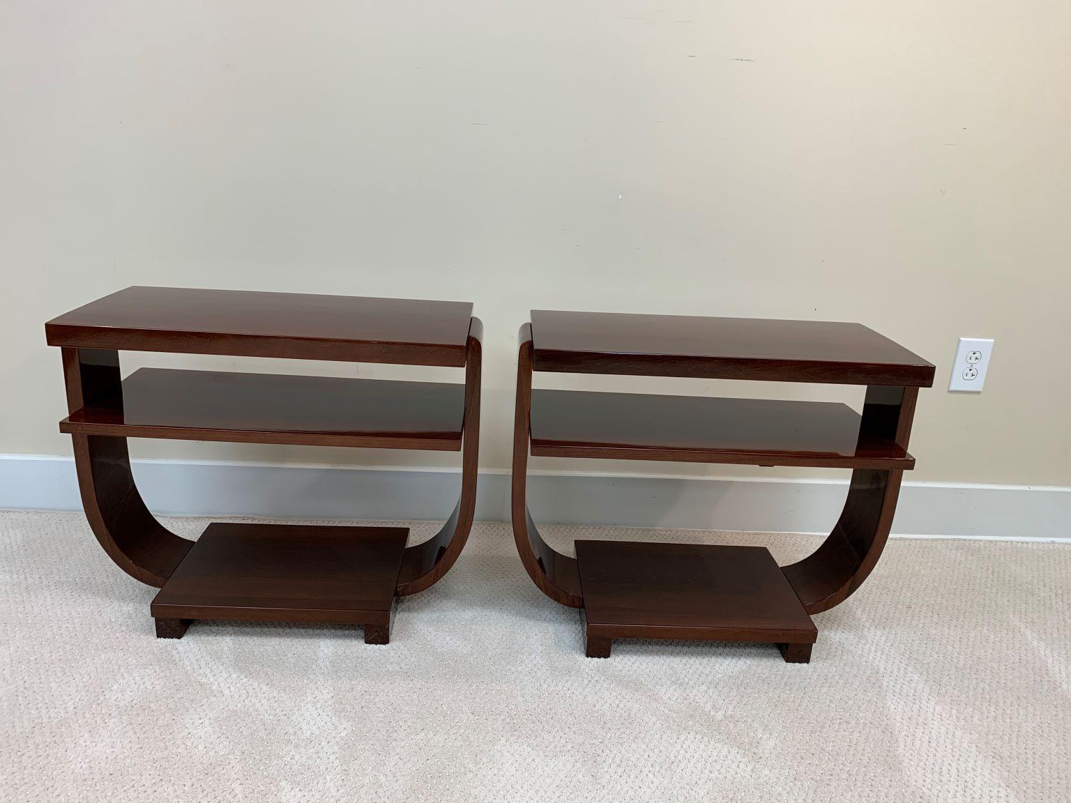 American Art Deco Machine Age End Tables by Modernage Furniture Company, Circa 1930's
