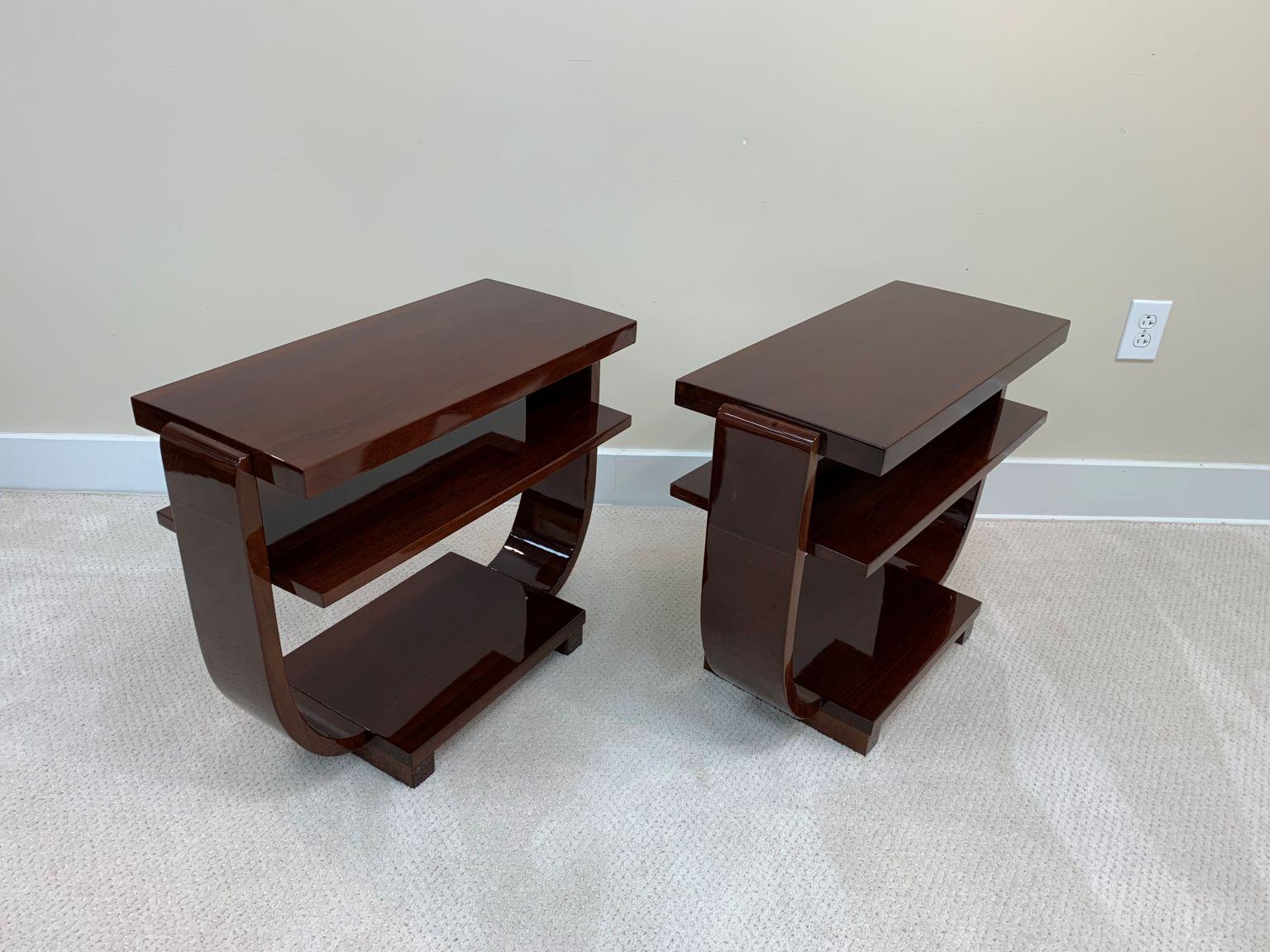 Stained Art Deco Machine Age End Tables by Modernage Furniture Company, Circa 1930's