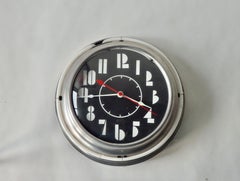 Art Deco Machine Age Face Two-Tone Round Neon Clock