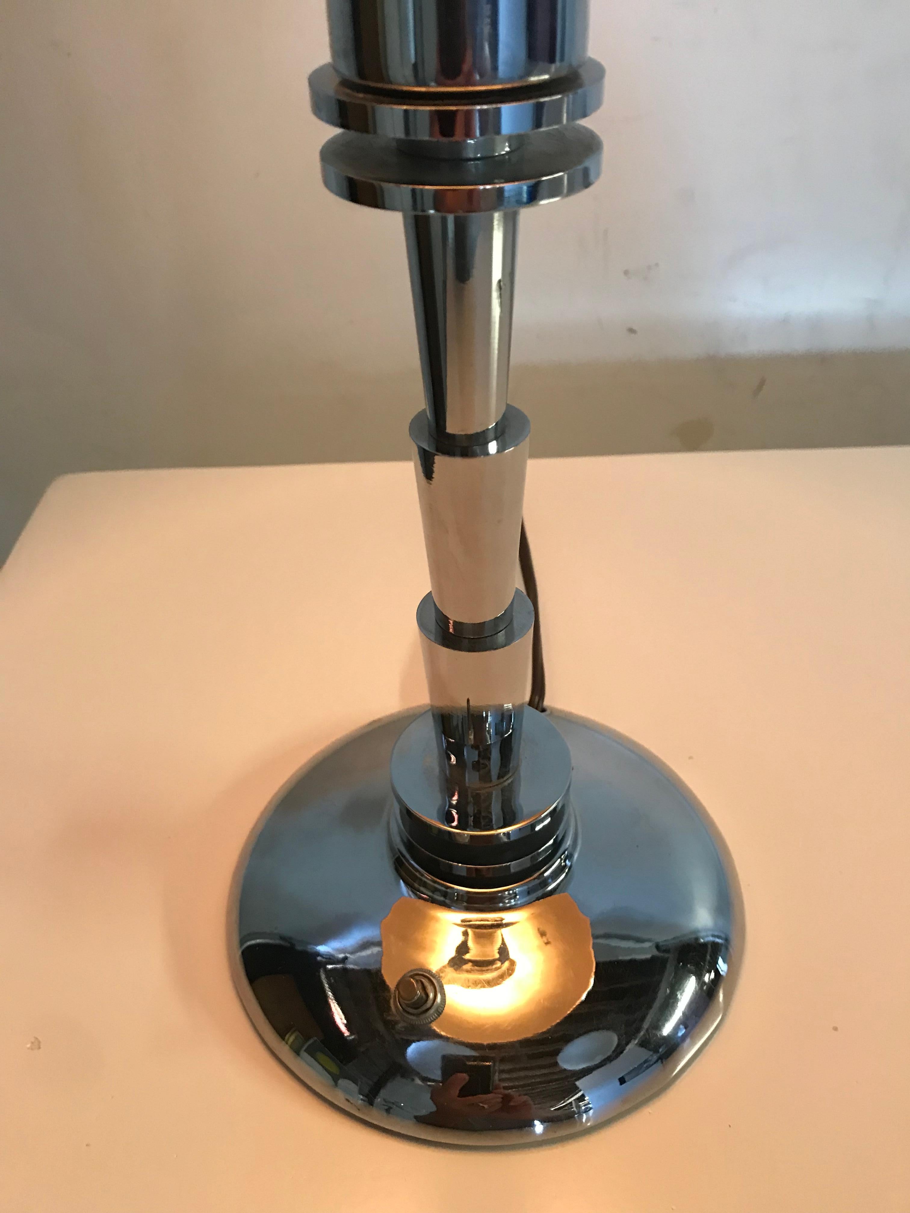 Art Deco Machine Age Faries Chrome Desk Lamp Attributed to KEM Weber In Good Condition In Buffalo, NY