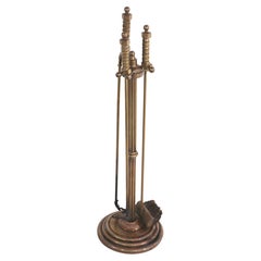 Art Deco Machine Age Fireplace Tool Set in Brass