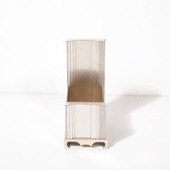 Récipient de bureau Art Déco en aluminium cannelé de l'époque des machines avec motifs géométriques gravés