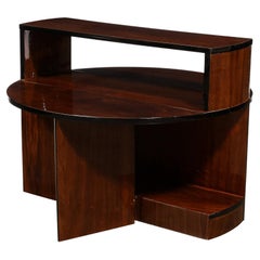 Art Deco Machine Age Folding Coffee Table in Book-Matched Walnut & Black Lacquer