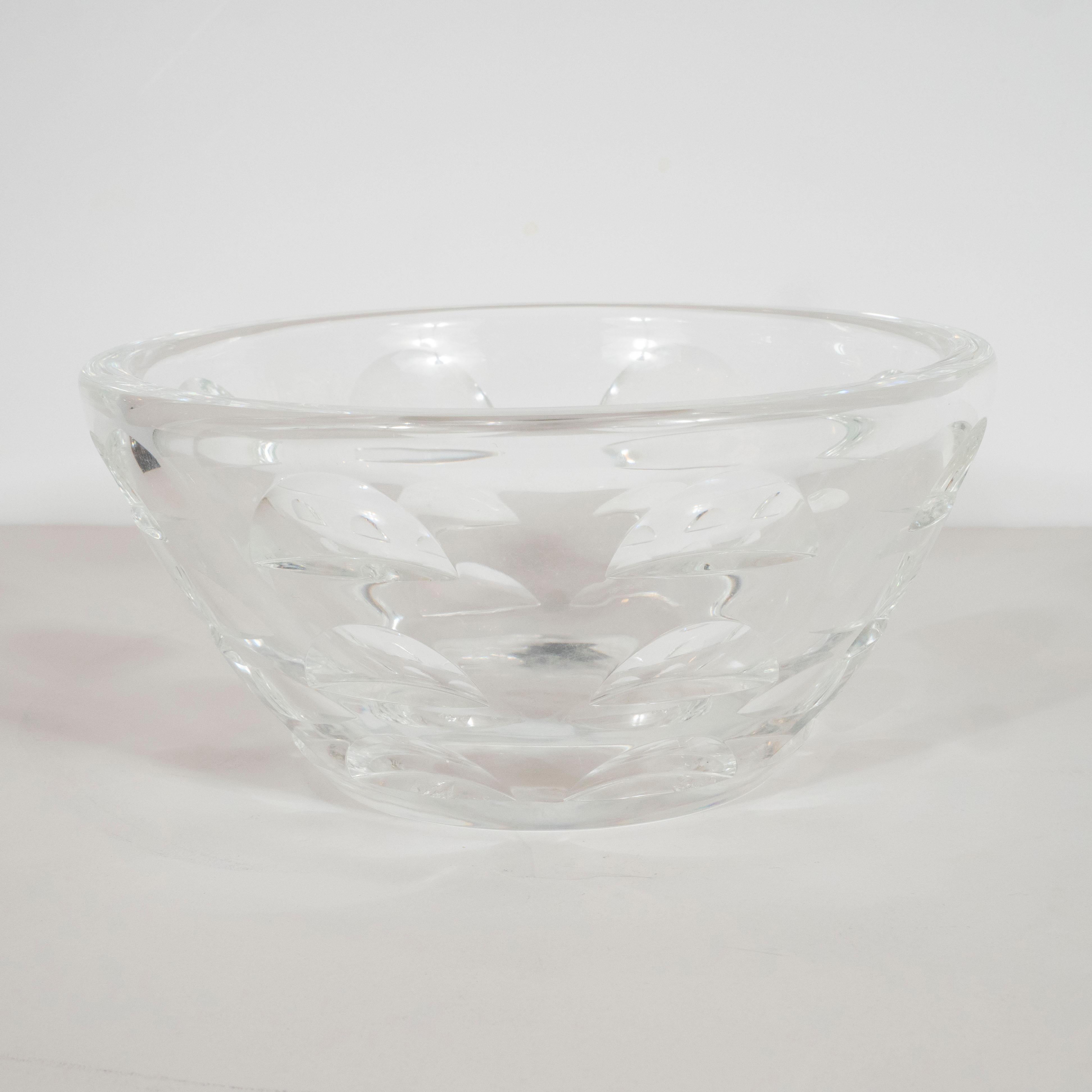 Art Deco Machine Age Glass Bowl with Incised Streamlined Forms by Steuben In Excellent Condition In New York, NY