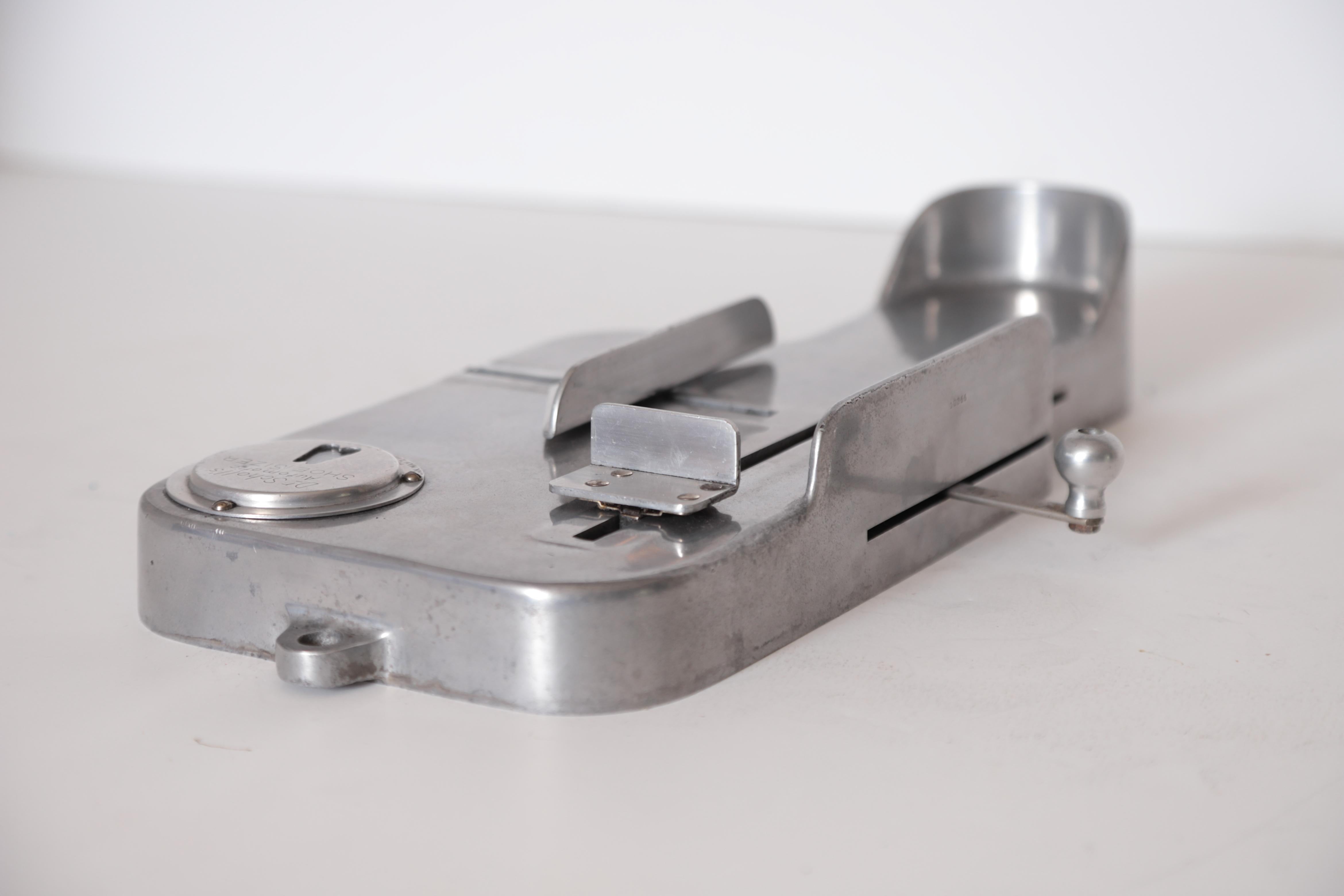 Aluminum Art Deco Machine Age Industrial Design Patented Dr. Scholl's Shoe-Sizer Computer