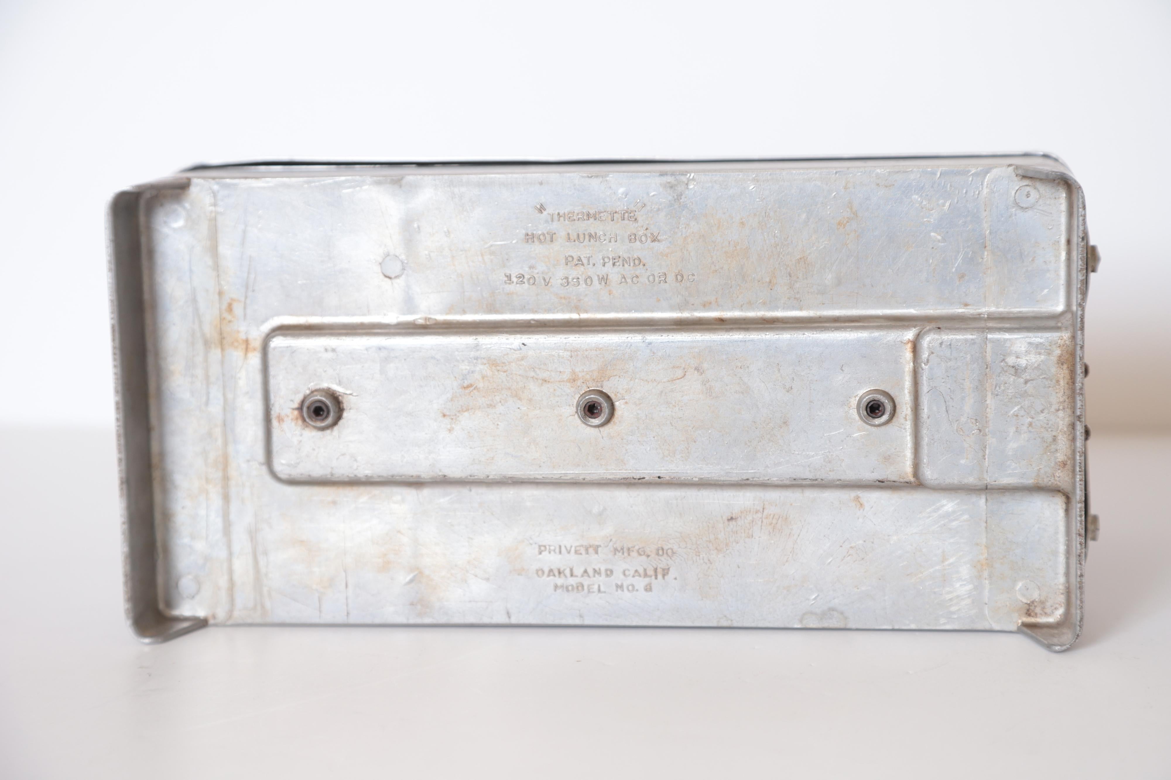 Mid-20th Century Art Deco Machine Age Industrial Design Thermette Hot Lunch Box by Privett Mfg.