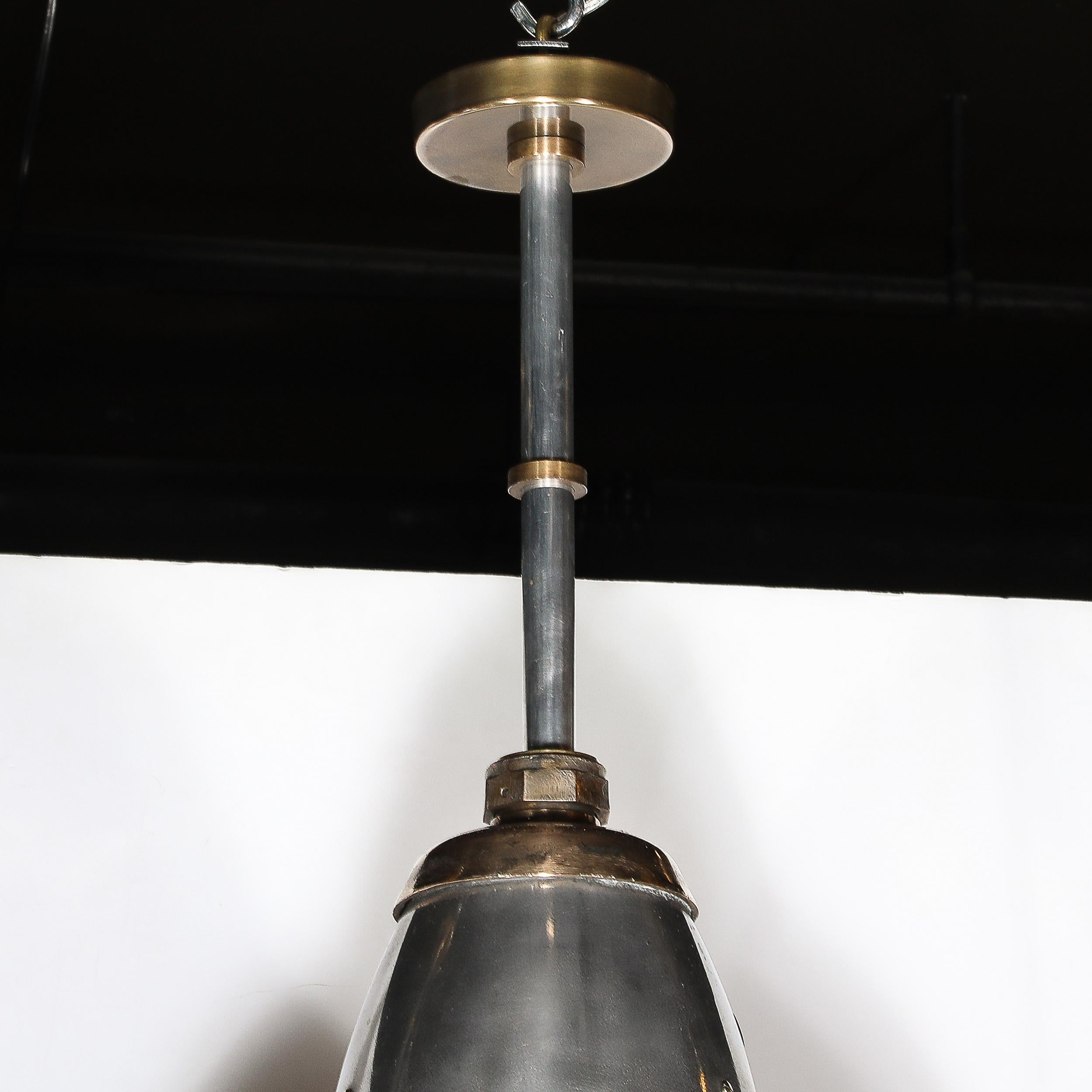 Art Deco Machine Age Industrial Pendants in Polished Aluminum, Bronze & Brass For Sale 3