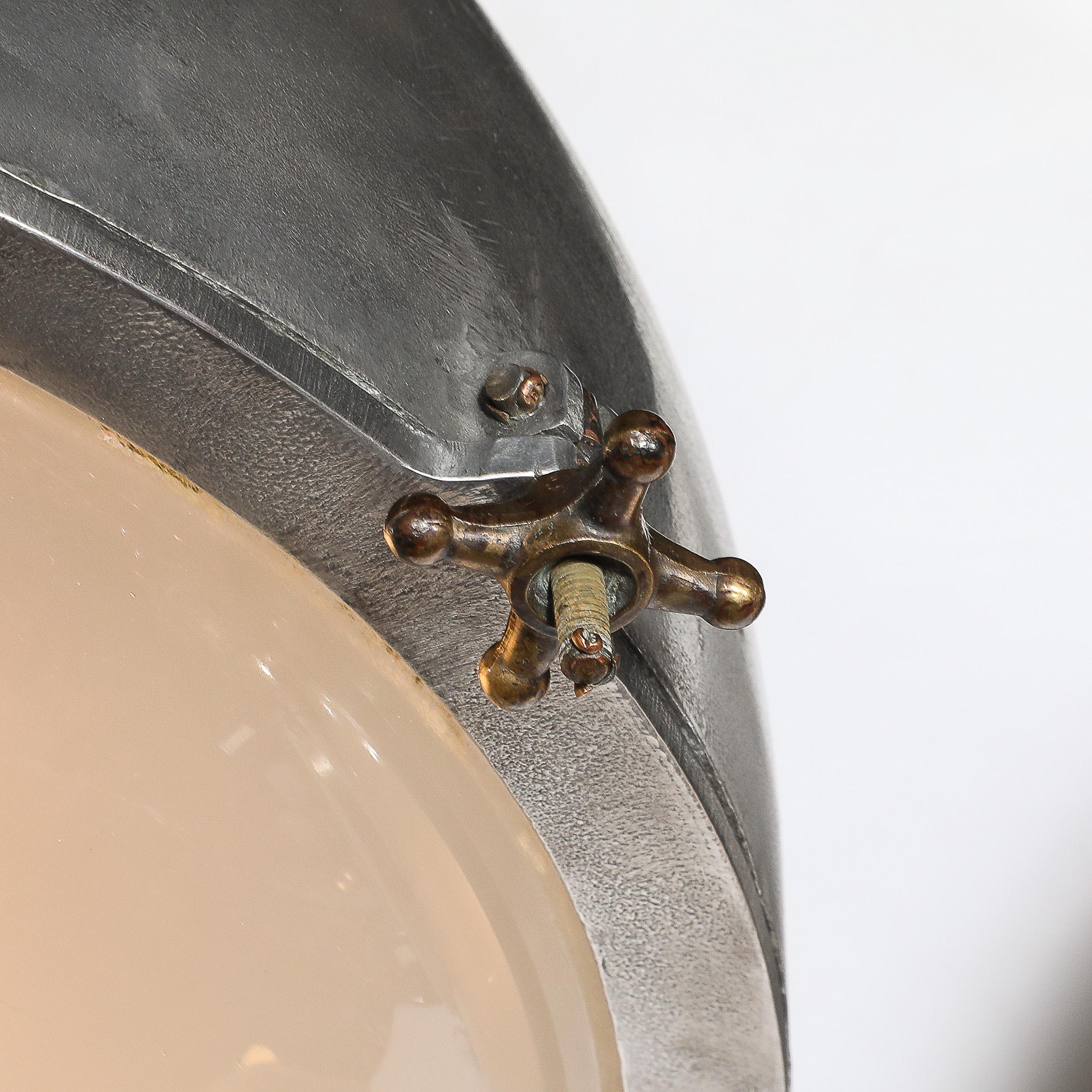 Art Deco Machine Age Industrial Pendants in Polished Aluminum, Bronze & Brass For Sale 4