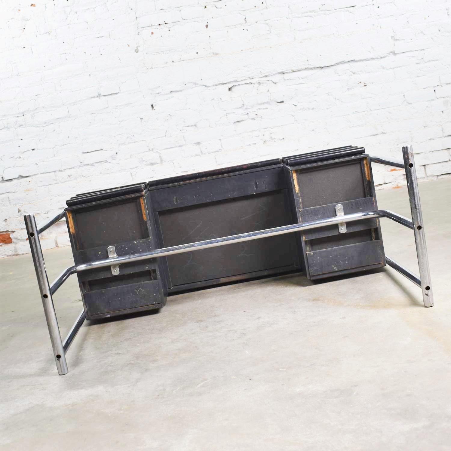 Art Deco Machine Age International Style Chrome & Black Desk Attr Gilbert Rohde For Sale 10