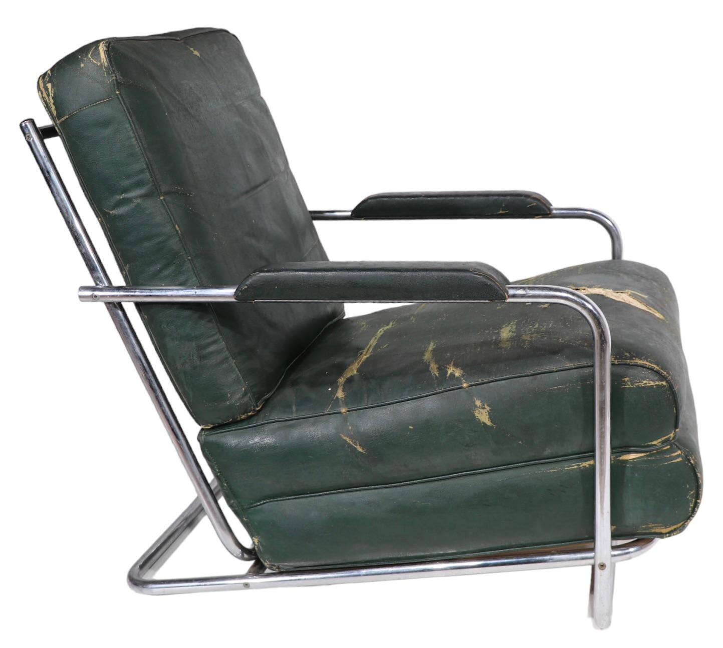 Art Deco Machine Age Lounge Chair designed by Gilbert Rohde for Troy Sunshade  For Sale 11