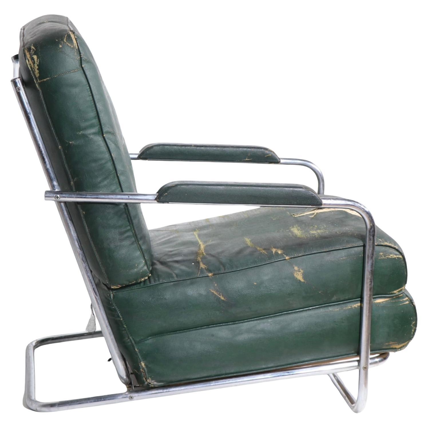 Art Deco Machine Age Lounge Chair designed by Gilbert Rohde for Troy Sunshade  For Sale