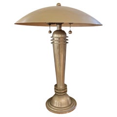 Lampe de bureau Art Déco Machine Age Majestic en métal nickelé Woka Lamps