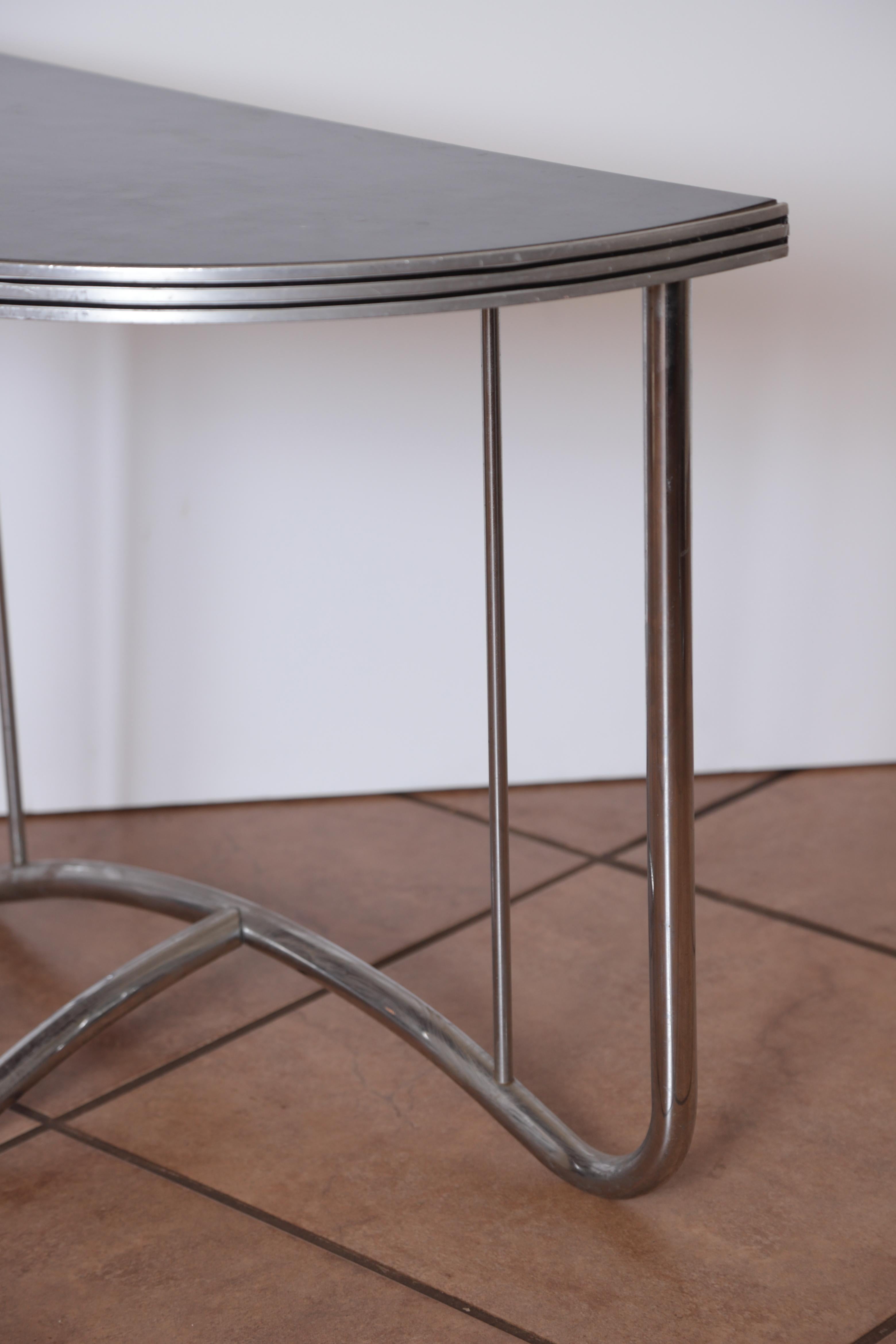 Art Deco Machine Age Manner of Wolfgang Hoffmann Demi, Lune Side End Table For Sale 3
