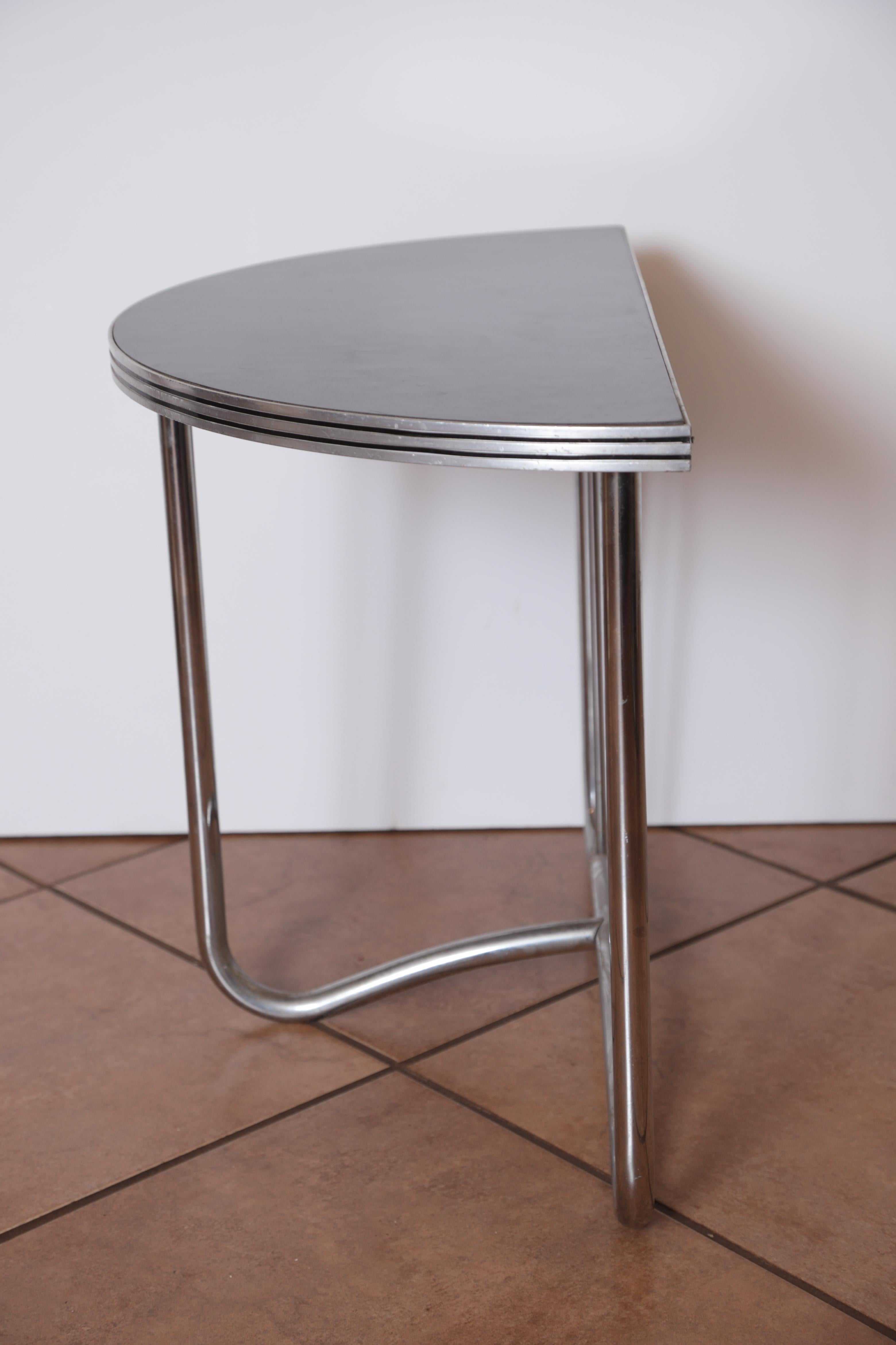 Art Deco Machine Age Manner of Wolfgang Hoffmann Demi, Lune Side End Table For Sale 4