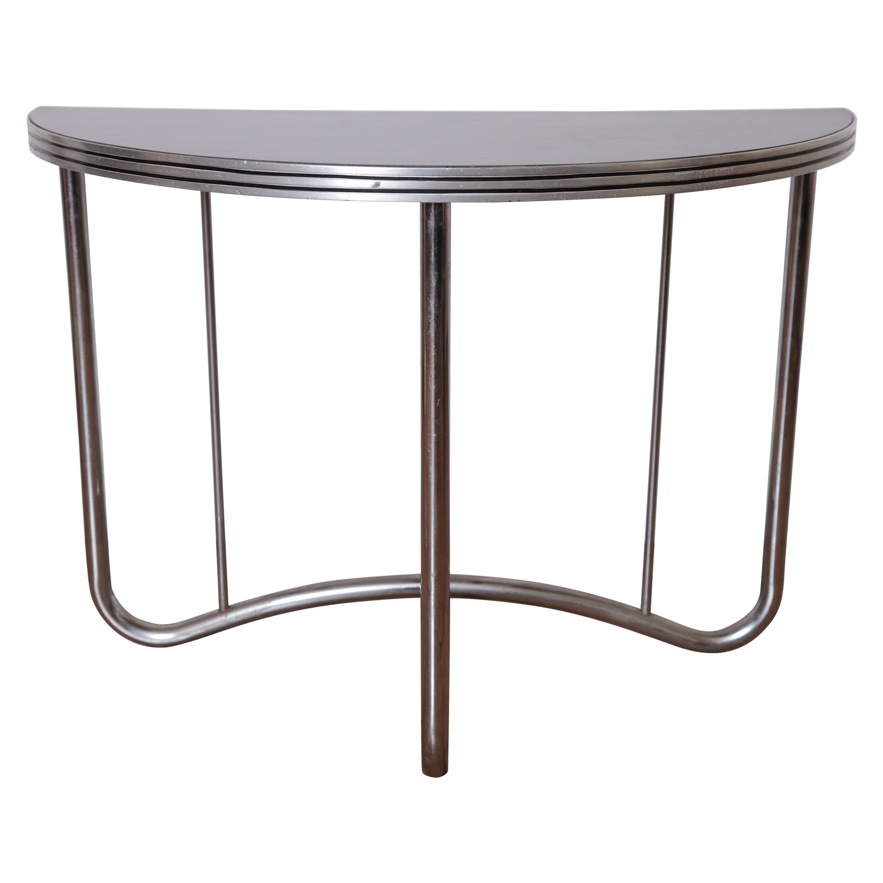 Art Deco Machine Age Manner of Wolfgang Hoffmann Demi, Lune Side End Table For Sale