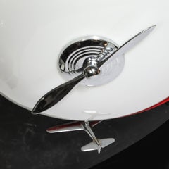 Art Deco Machine Age Milk Glass & Chrome Airplane Flush Mount