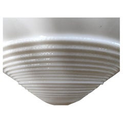 Art Deco Machin Age Milchglas mit Nickel Pendelleuchten 3 verfügbar