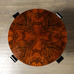 Art Deco Machine Age Occasional Table in Book-Matched & Burled Walnut