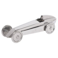 Streamline-Rennenwagen-Skulptur aus poliertem Nickel, Maschinenzeitalter