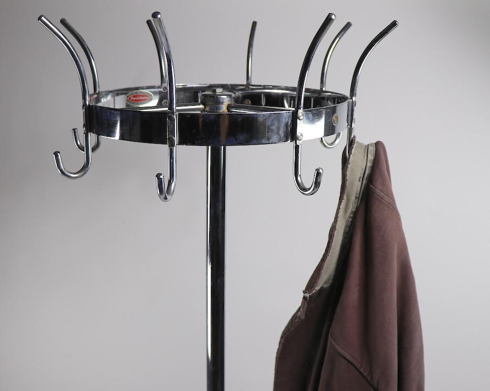 Art Deco Machine Age Revolving Coat Hat Rack by Royalchrome In Good Condition In New York, NY