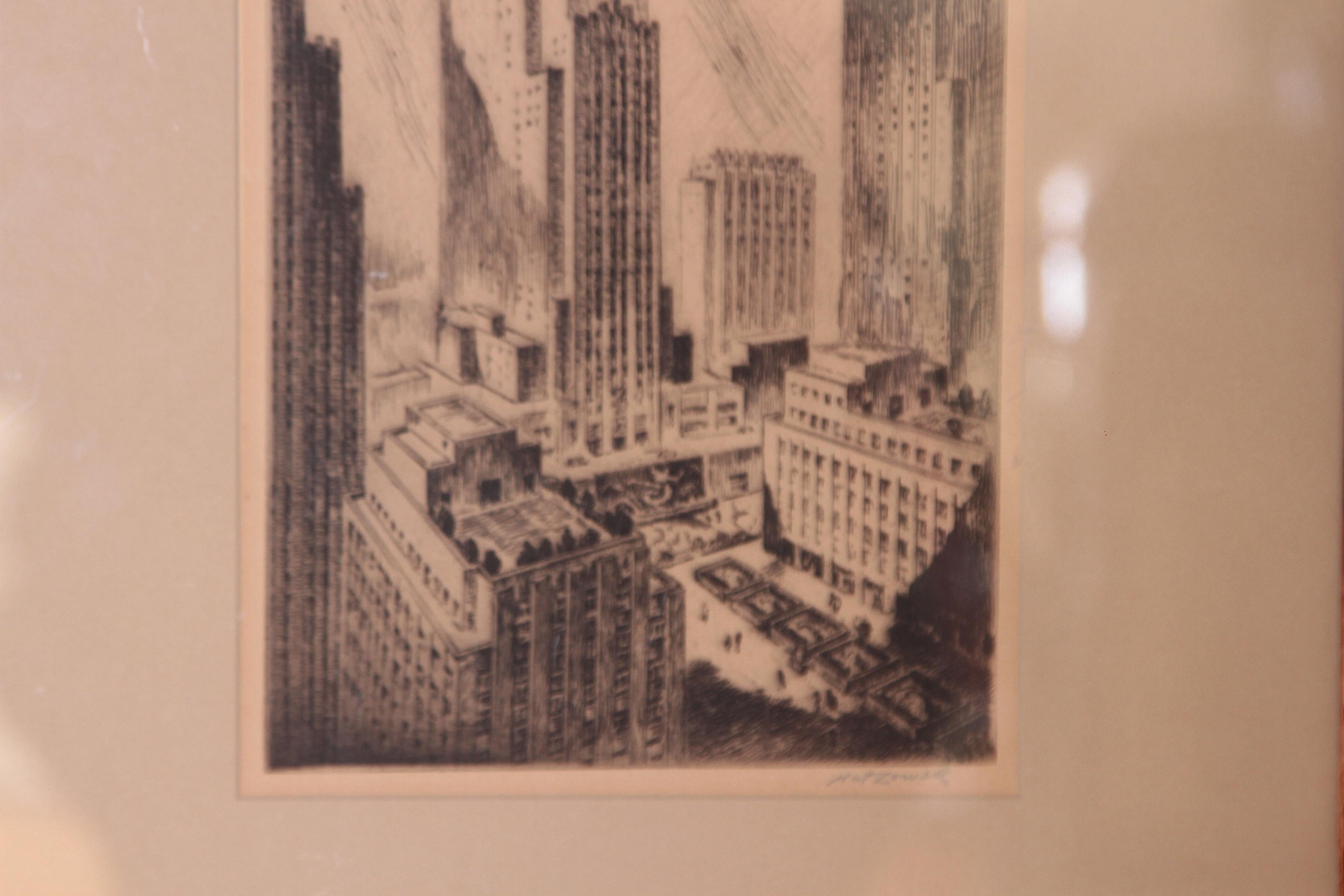 Wood Art Deco Machine Age Rockefeller Center Skyscraper New York City Nat Lowell
