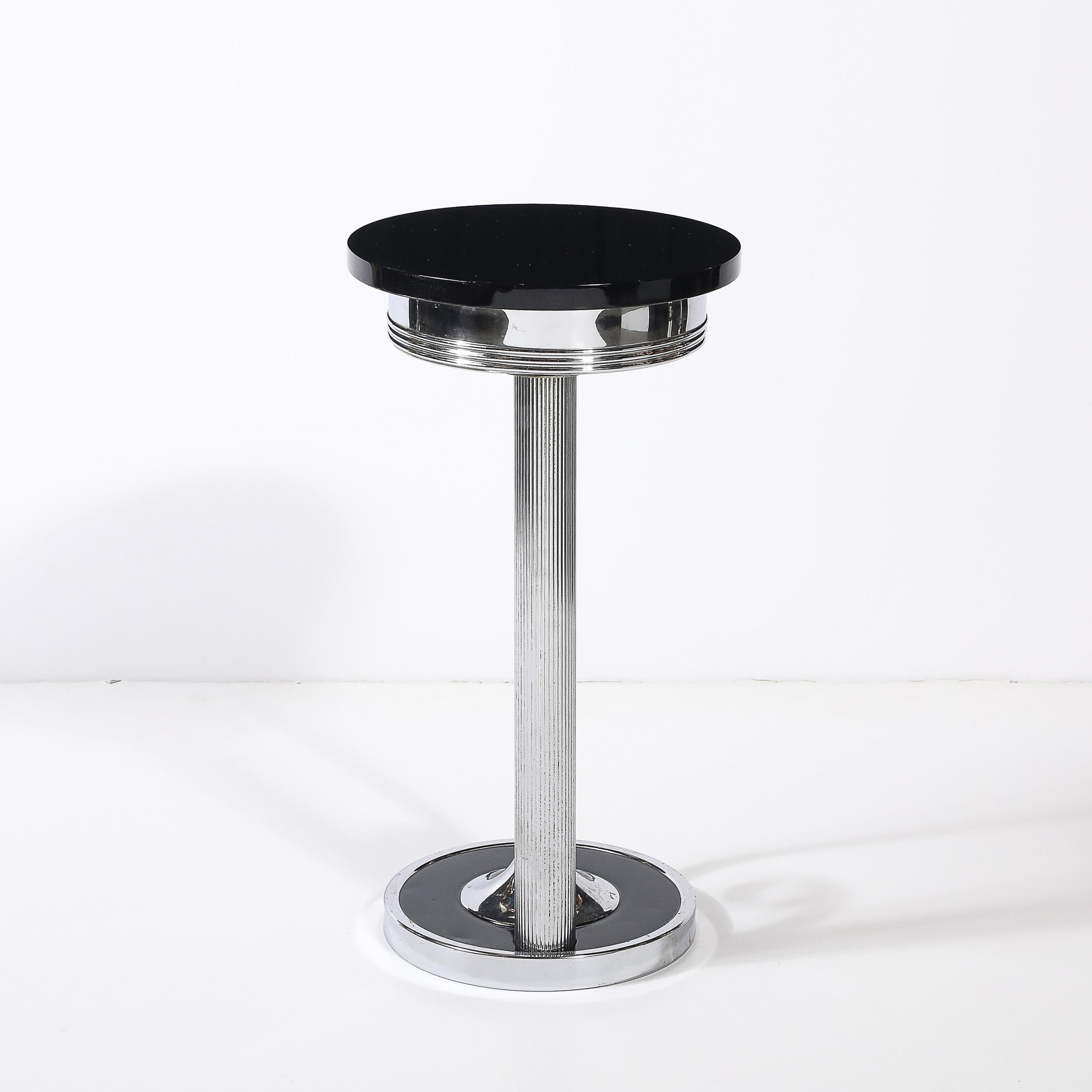 Art Deco Machine Age Scroll Form Drinks Tisch in Chrom und schwarzem Lack im Angebot 3