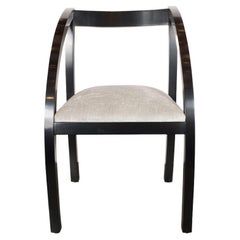 Art Deco Machine Age Side Chair by the Modernage Co. in Black Lacquer & Velvet