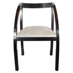 Vintage Art Deco Machine Age Side Chair by the Modernage Co. in Black Lacquer & Velvet