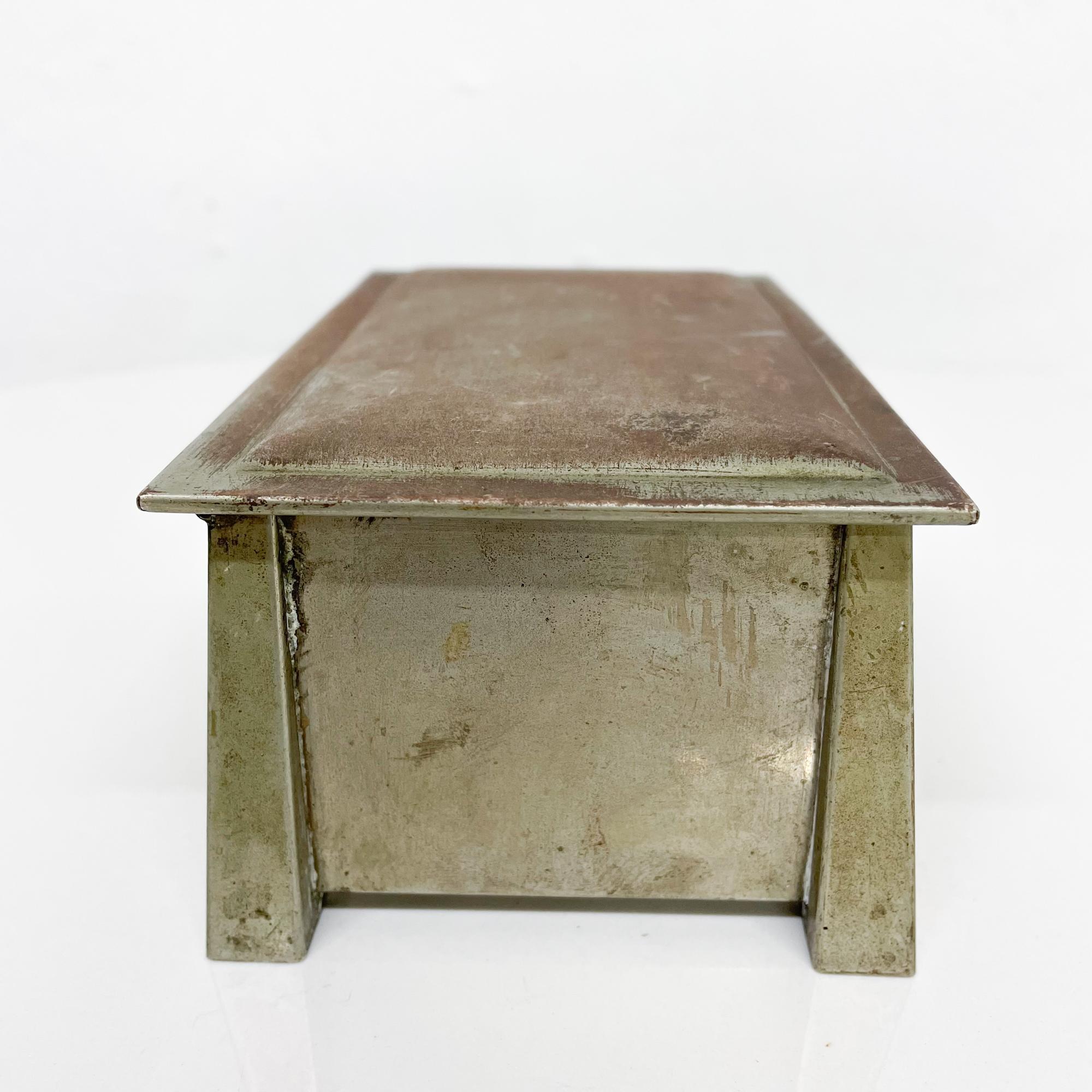 Art Deco Machine Age Silver Nickel Box by Fatima L&M T Co 1