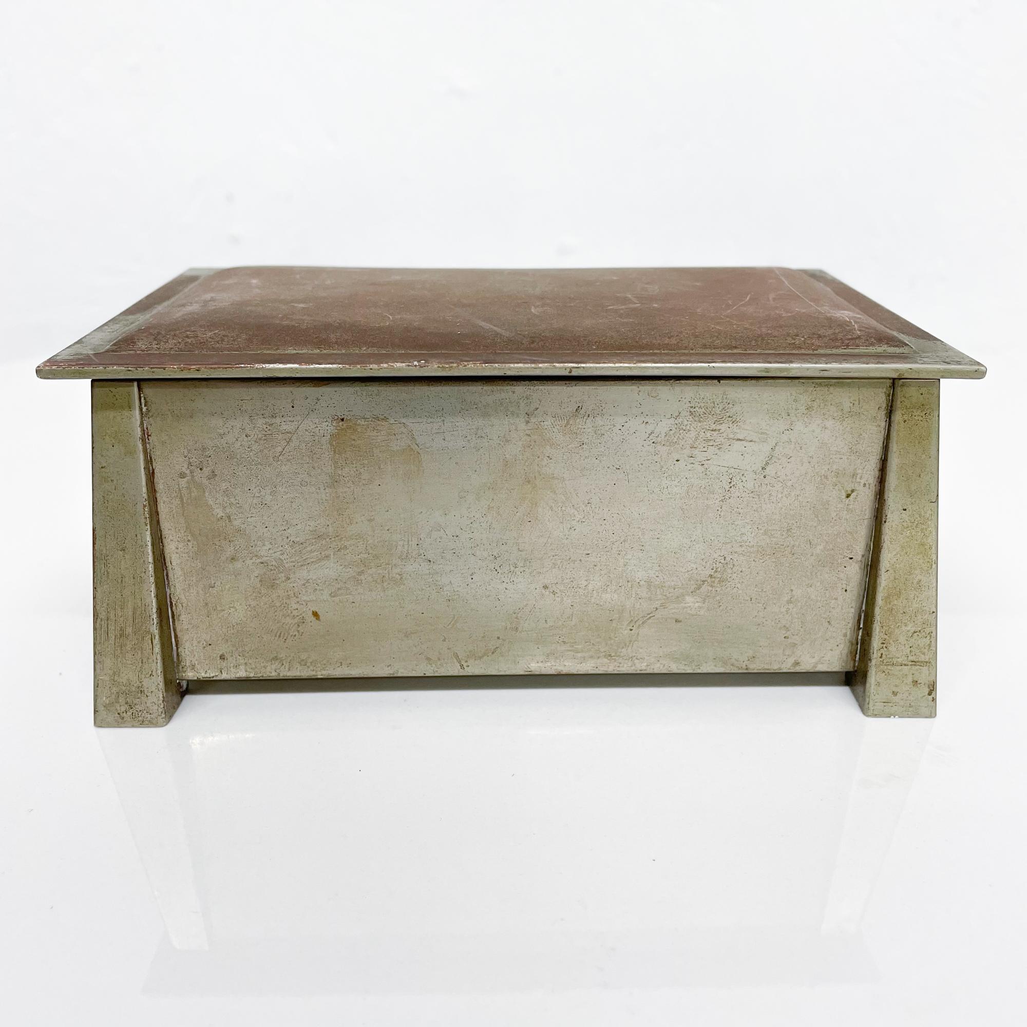 Art Deco Machine Age Silver Nickel Box by Fatima L&M T Co 3