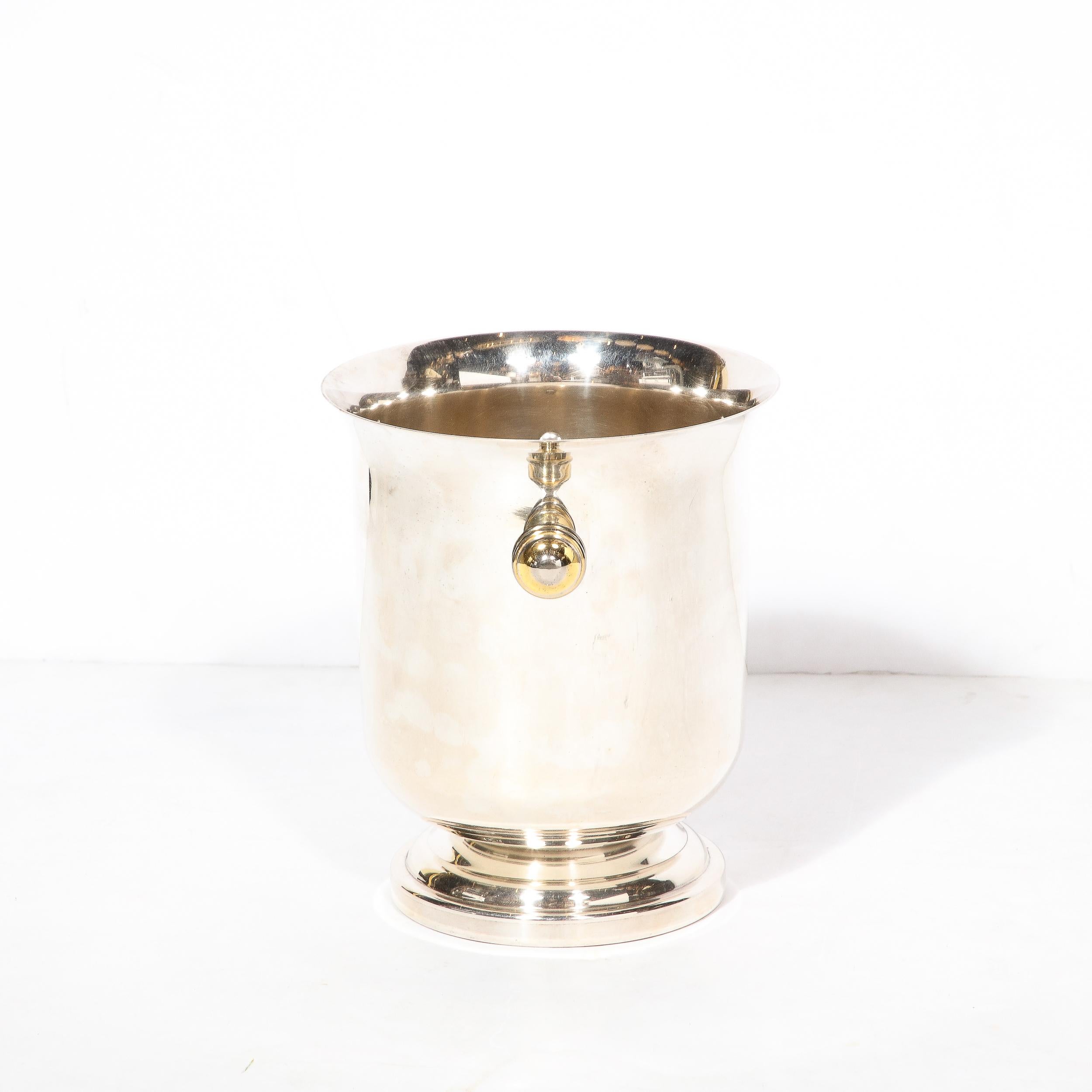 Mid-20th Century Art Deco Machine Age  Silver Plate Ice Bucket with Milled Handles For Sale