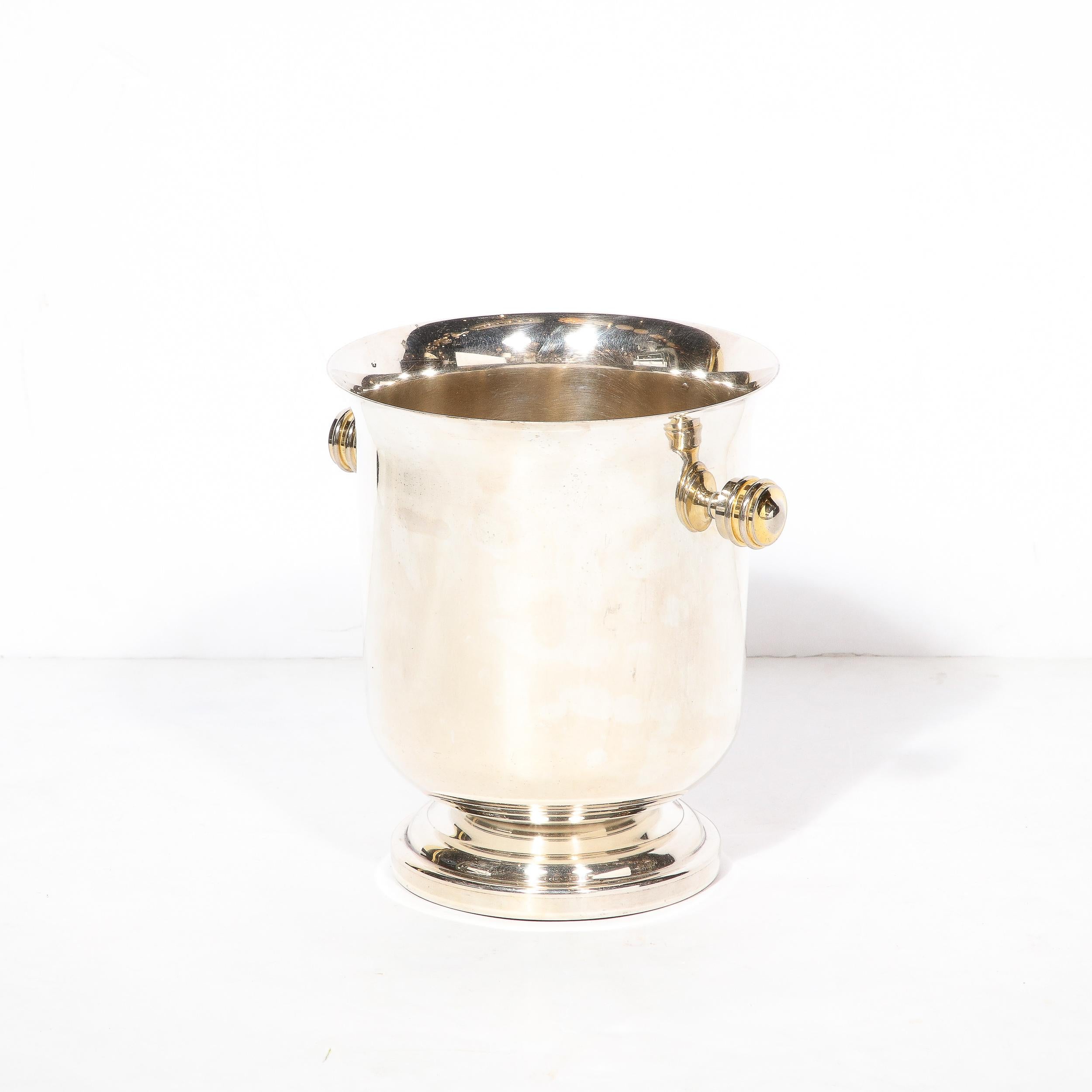 Art Deco Machine Age  Silver Plate Ice Bucket with Milled Handles For Sale 1
