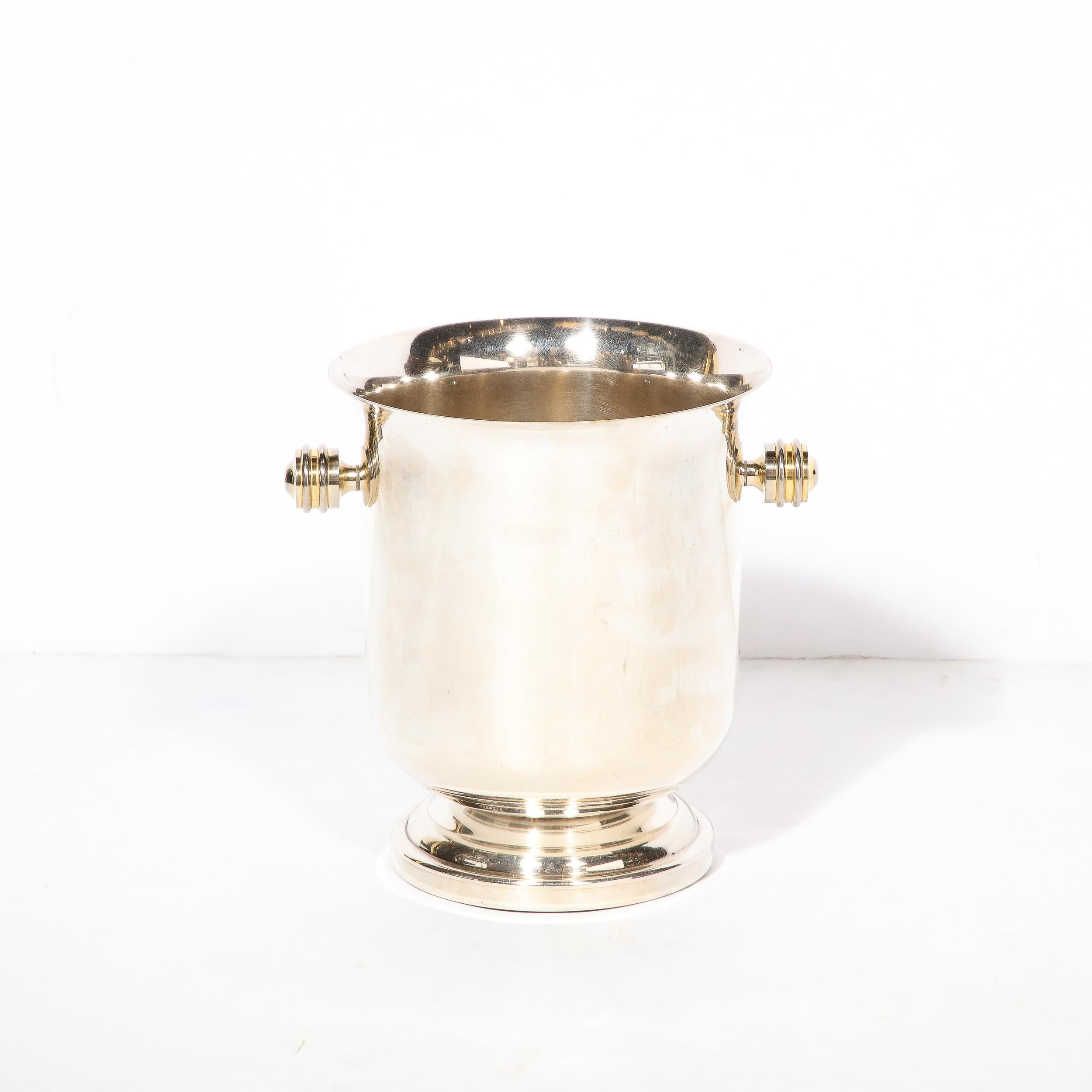 Art Deco Machine Age  Silver Plate Ice Bucket with Milled Handles For Sale 2