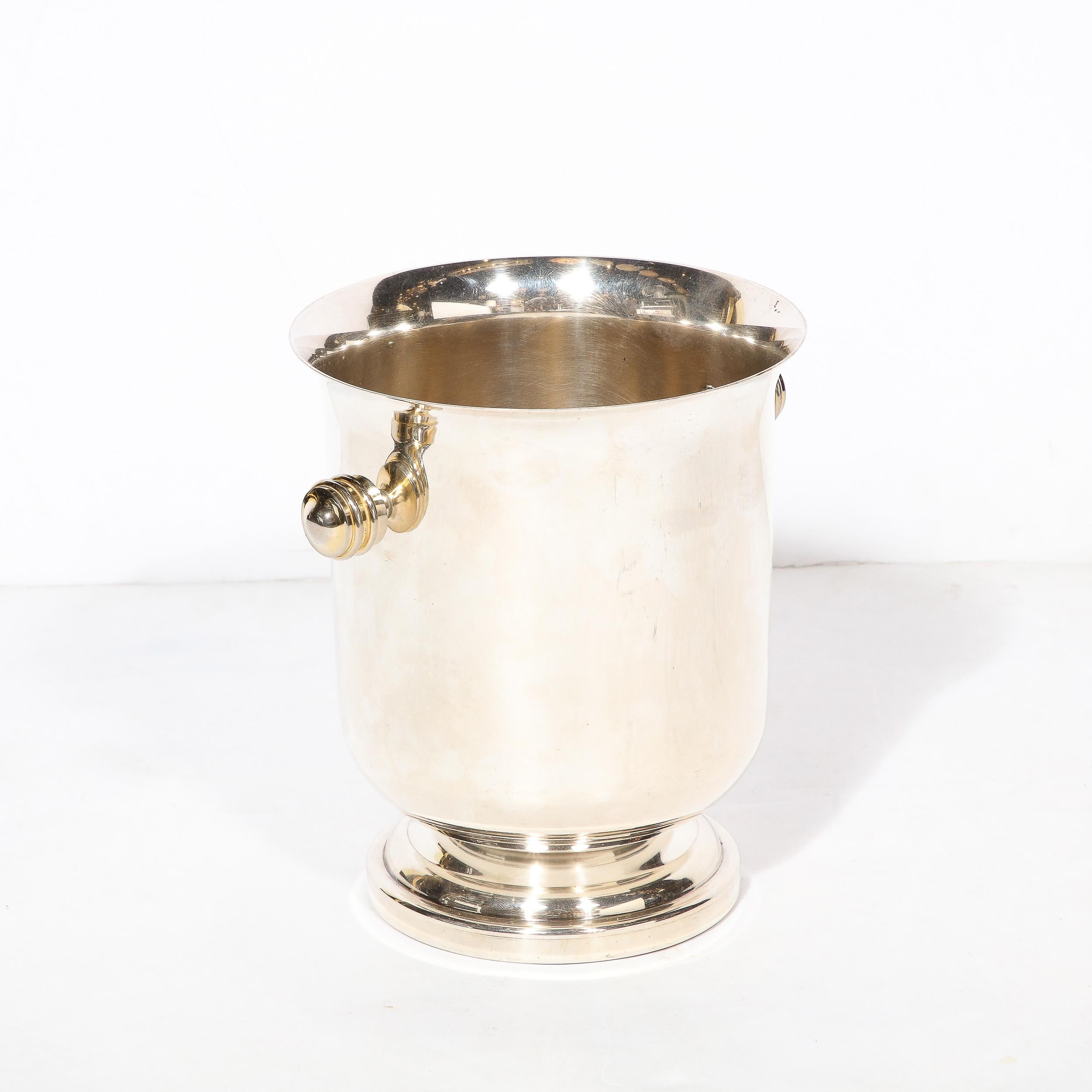 Art Deco Machine Age  Silver Plate Ice Bucket with Milled Handles For Sale 3