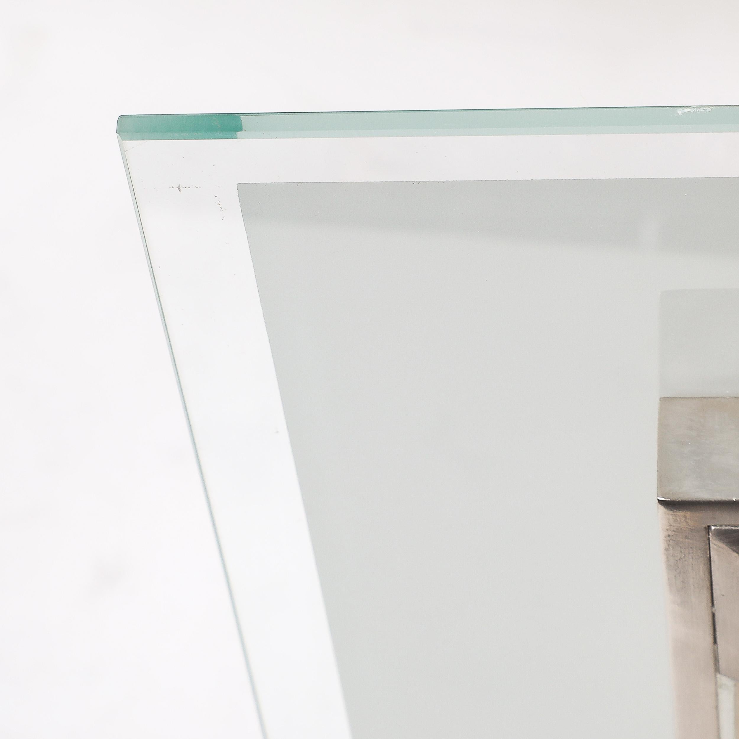 Lampadario a stelo in bronzo argentato e vetro Art Déco Machin di PETITOT in vendita 3