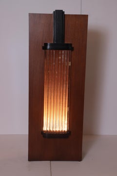 Art Deco Machine Age Skyscraper Lighted Stand with Glass Rods / Ebonized Details