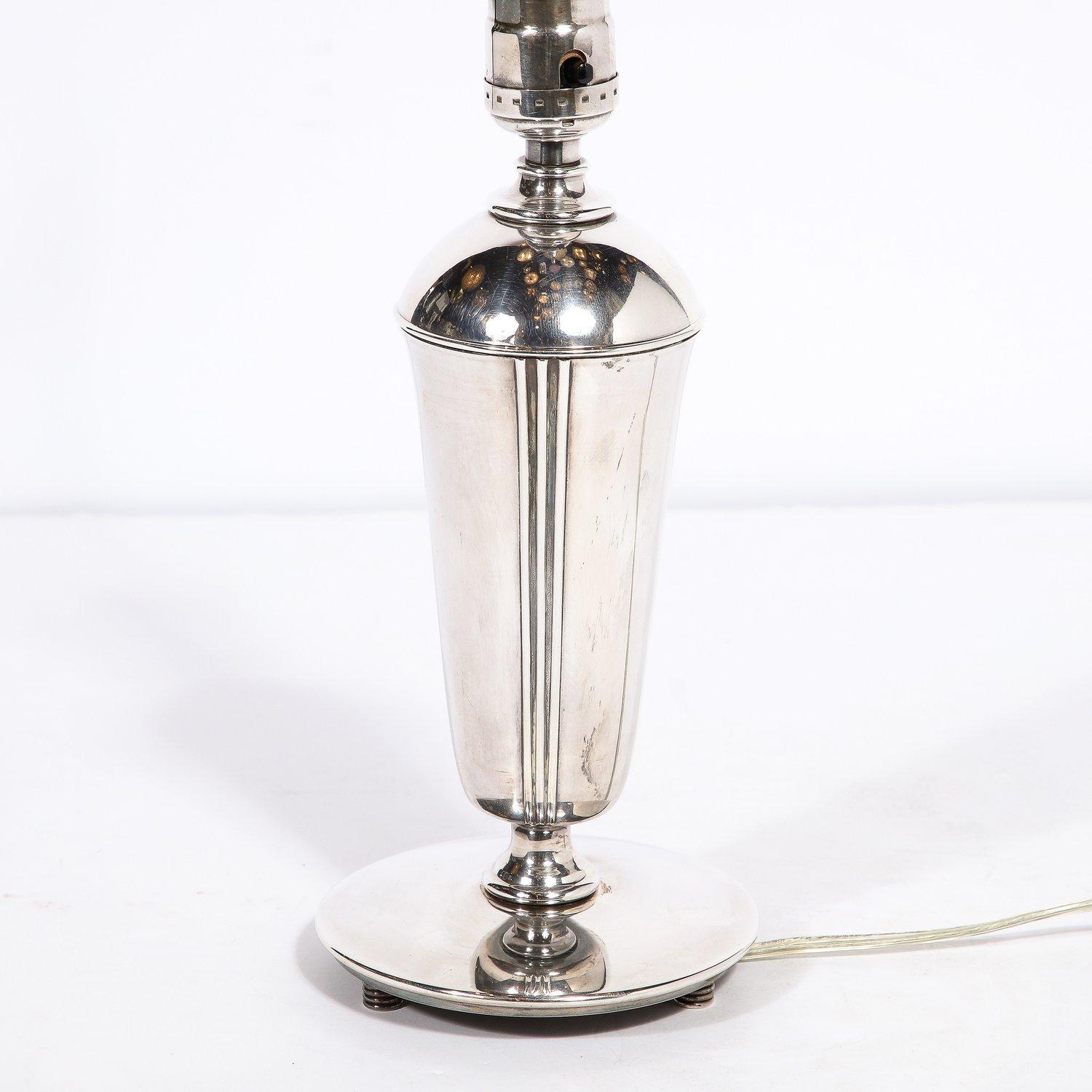 Art Deco Machine Age Skyscraper Style Banded Streamlined Chrome Table Lamp 4