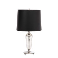 Art Deco Machine Age Skyscraper Style Banded Streamlined Chrome Table Lamps