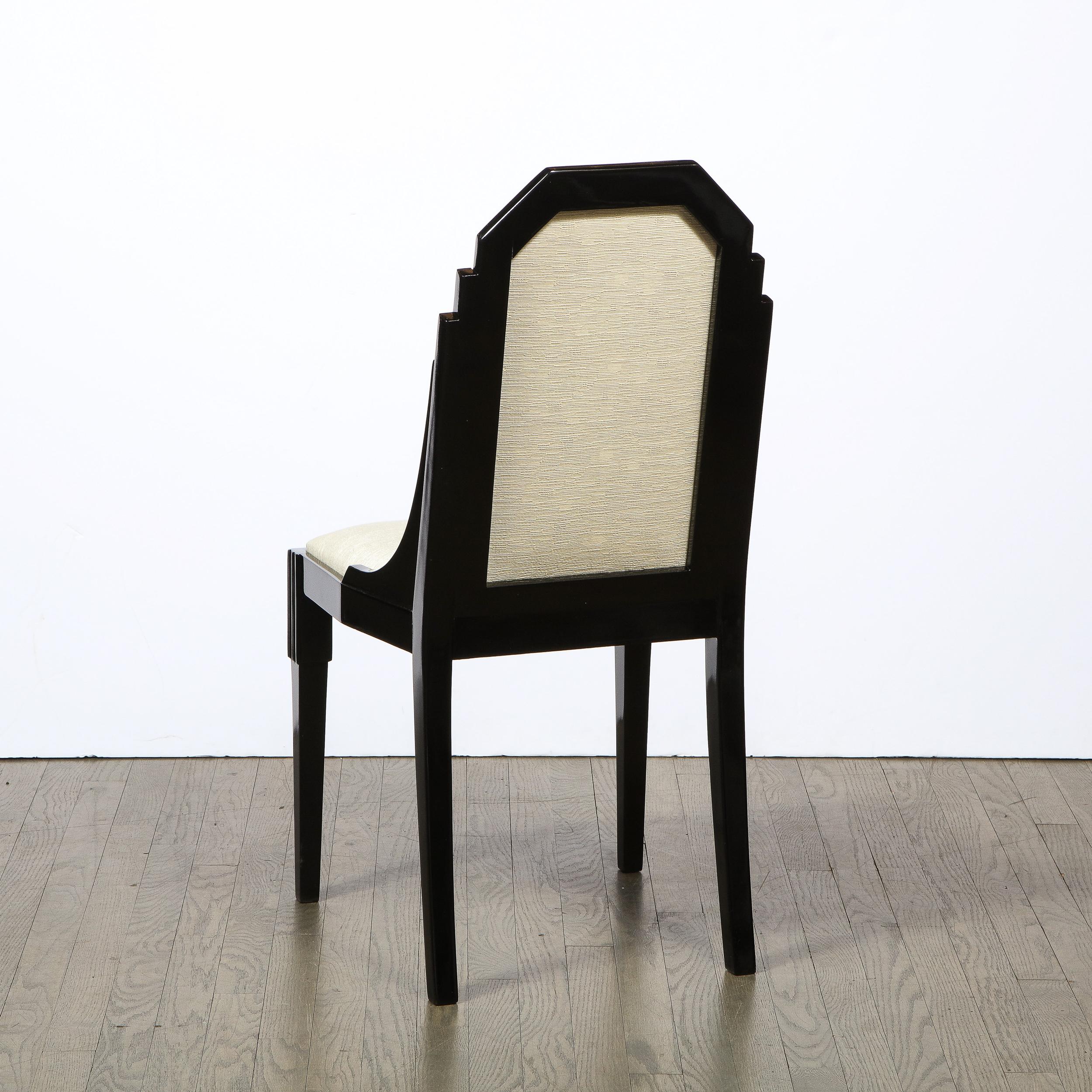 Sedia Art Déco stile grattacielo in lacca nera e tessuto HOLLY HUNT in vendita 1