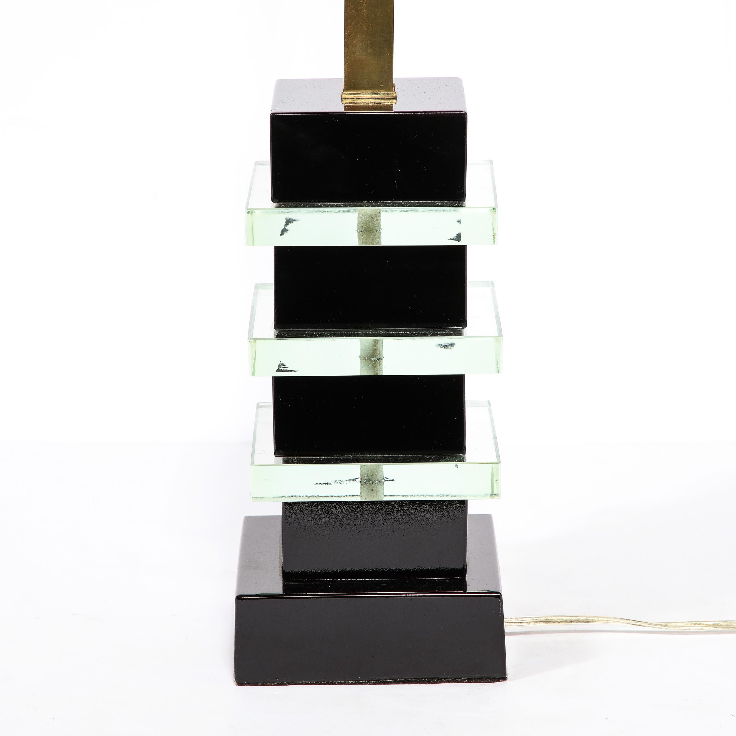 Art-Déco-Lampe im Maschinenzeitalter mit Wolkenkratzer-Stil und schwarzem Lack im Angebot 4