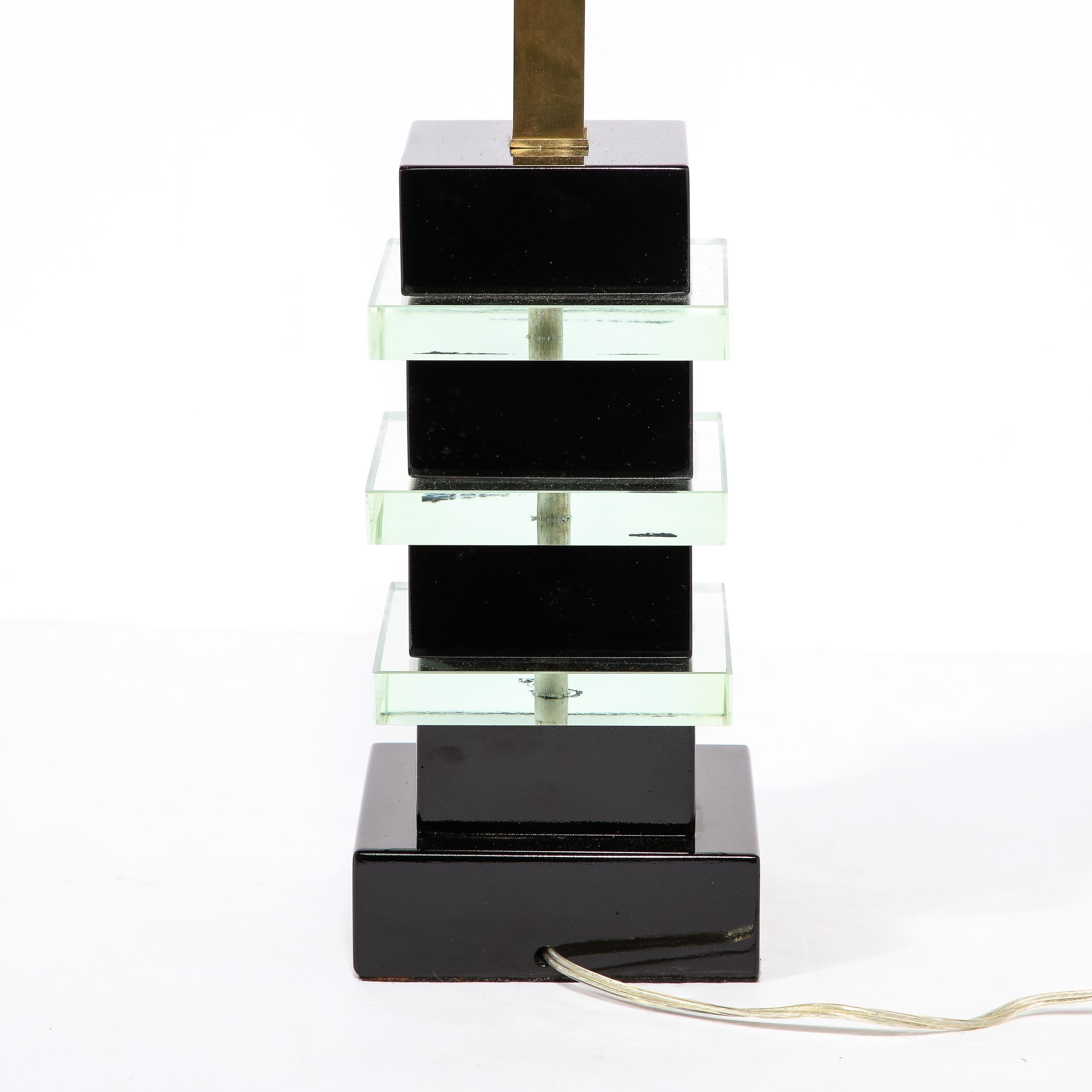 Art-Déco-Lampe im Maschinenzeitalter mit Wolkenkratzer-Stil und schwarzem Lack im Angebot 5