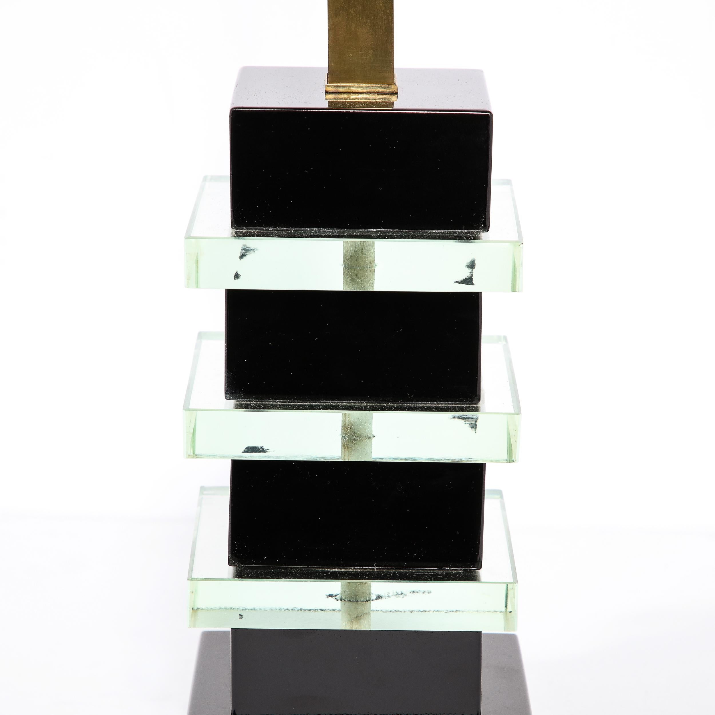 Art-Déco-Lampe im Maschinenzeitalter mit Wolkenkratzer-Stil und schwarzem Lack im Angebot 7