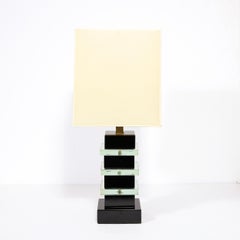 Art Deco Machine Age Skyscraper Style Lamp in Black Lacquer