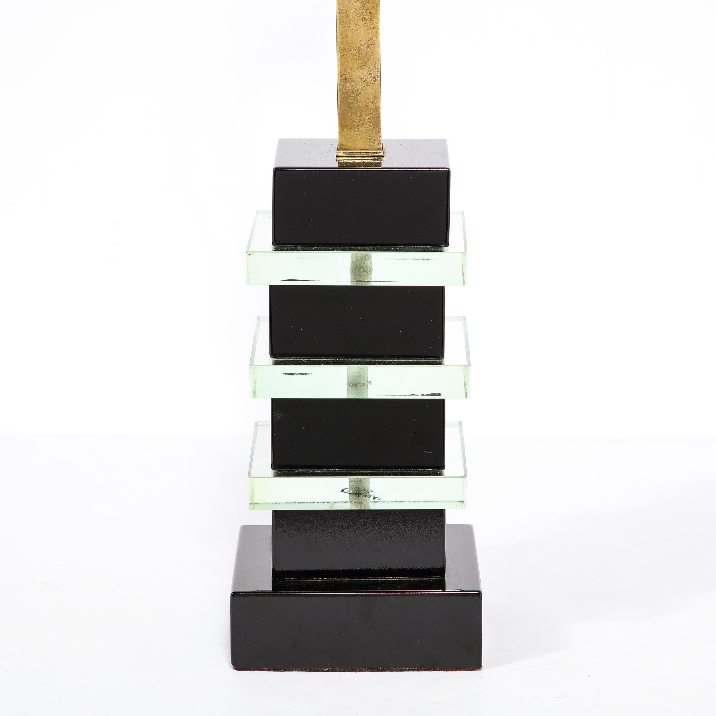 Art-Déco-Lampe im Maschinenzeitalter mit Wolkenkratzer-Stil und schwarzem Lack im Angebot 2