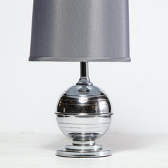 Art Deco Machine Age Skyscraper Style Striated Spherical Chrome Table Lamp
