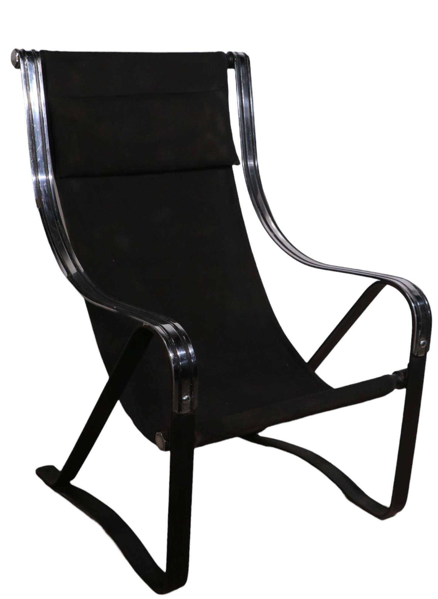 Chrome Art Deco Machine Age Sling Chair by McKay Craft Furniture Company For Sale
