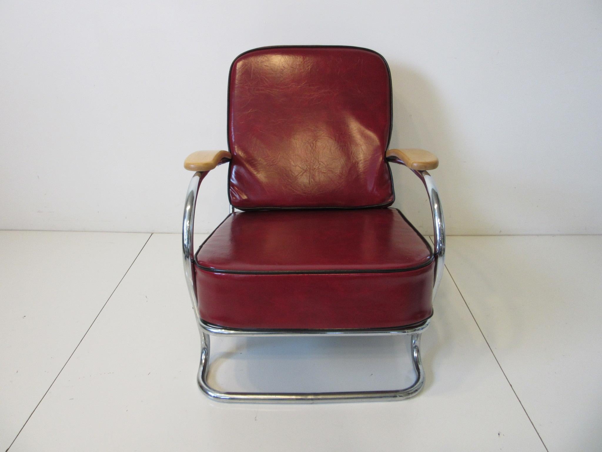 American Art Deco / Machine Age Smaller Lounge Chair in the Style of Howell and Hoffmann