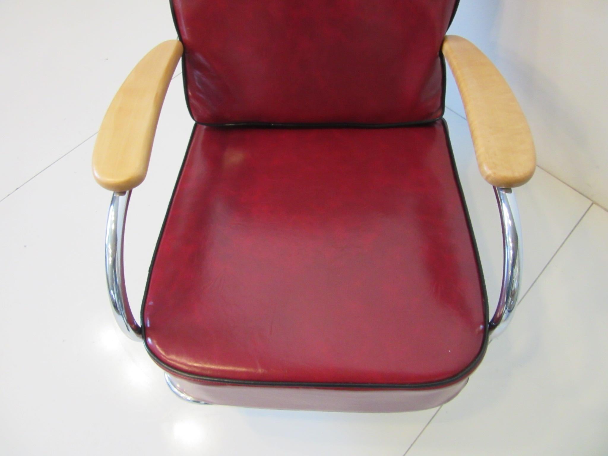 Chrome Art Deco / Machine Age Smaller Lounge Chair in the Style of Howell and Hoffmann
